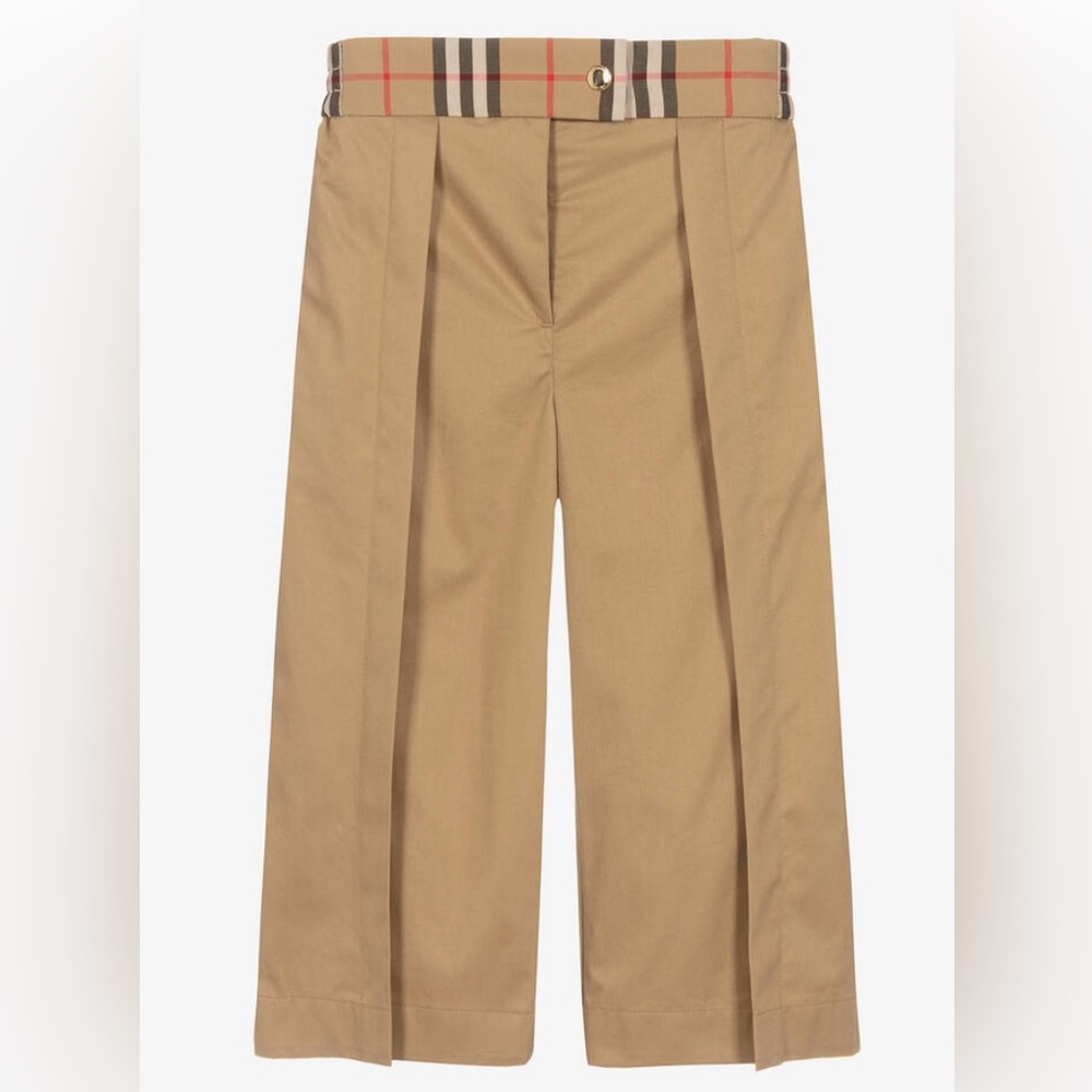 Burberry Girls Beige Cotton Wide Leg Trouser 8Y!